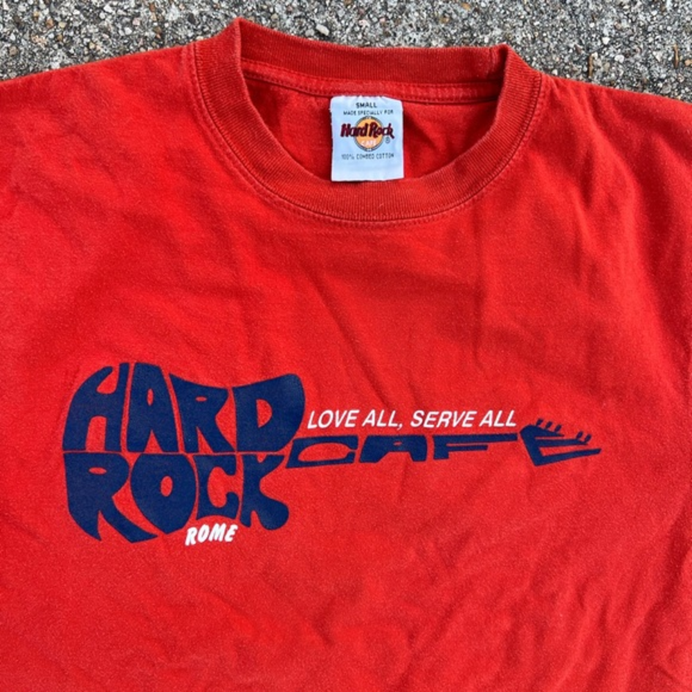Vintage Hard Rock Cafe Tee - Italy, Rome - Men’s‎ S Guitar Europe Orange 90s